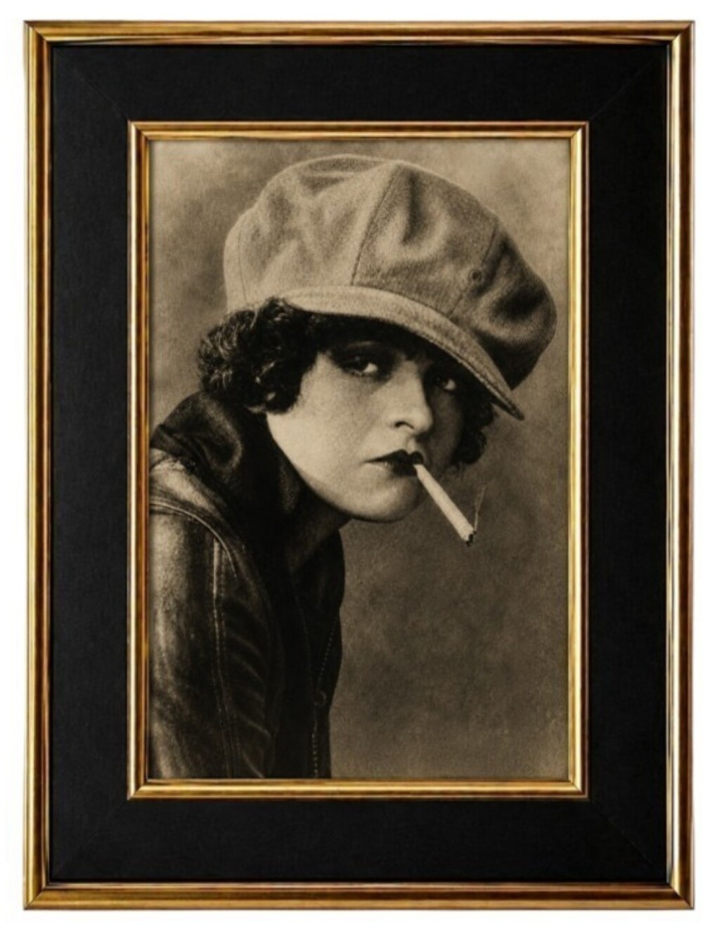 Victorian Art Woman Smoking 1900s Tom Boy Framed Photo Print Vintage Decor Retro